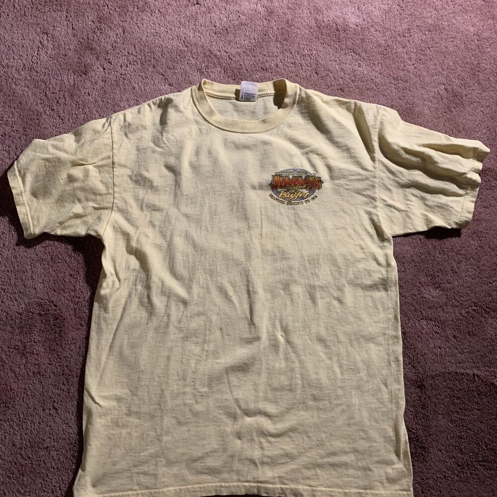 Jimmy's Seafood Buffet OBX North Carolina Graphic T-Shirt Yellow Mens L Anvil